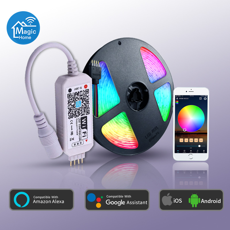 RGB LED Strip Light Kit 5m - WiFi Smartphone Control - Voice Control Compatible